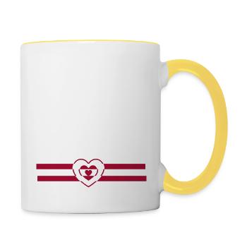 Schwangerschaft Babyparty Babyshower Boy Girl - Tasse zweifarbig - Weiß/Gelb - Rechts