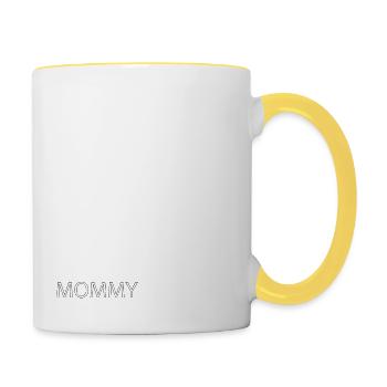 Schwangerschaft Babyparty Babyshower Boy Girl - Tasse zweifarbig - Weiß/Gelb - Rechts