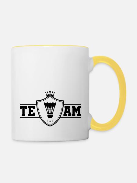 Badminton Team - Tasse zweifarbig - Weiß/Gelb