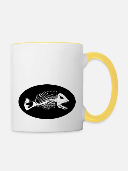 piranha - Tasse zweifarbig - Weiß/Gelb
