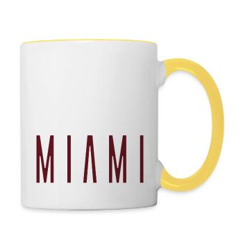 Accro à Miami - Mug contrasté - blanc/jaune - Droite
