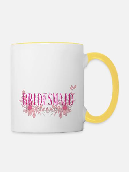Brautjungfer - Tasse zweifarbig - Weiß/Gelb