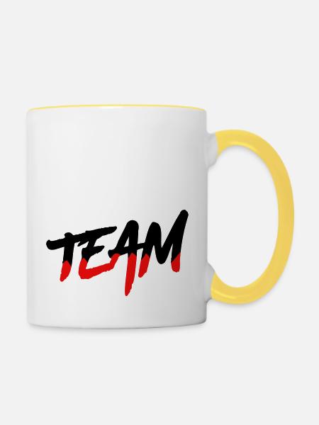 team - Tasse zweifarbig - Weiß/Gelb