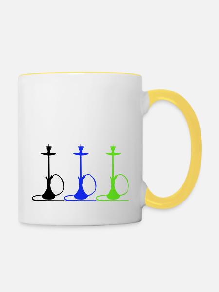 Wasserpfeife - Tasse zweifarbig - Weiß/Gelb
