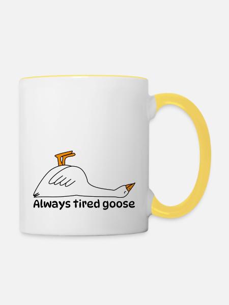 Immer müde Gans - Tasse zweifarbig - Weiß/Gelb