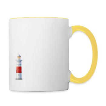 Moin Leuchtturm Norddeutsch See Meer - Tasse zweifarbig - Weiß/Gelb - Rechts