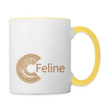 Pour les félins - Mug contrasté - blanc/jaune - Droite