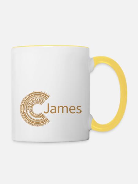 Für James - Tasse zweifarbig - Weiß/Gelb
