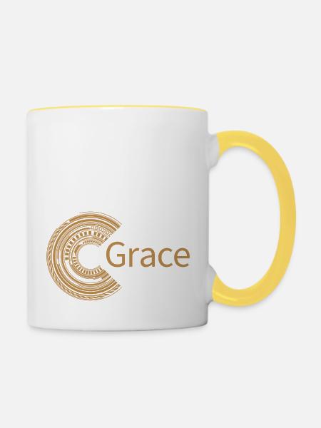 Für Grace - Tasse zweifarbig - Weiß/Gelb