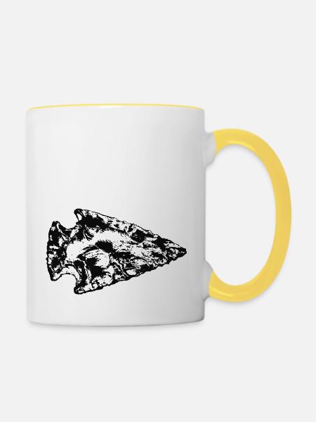 Pfeilspitze - Tasse zweifarbig - Weiß/Gelb