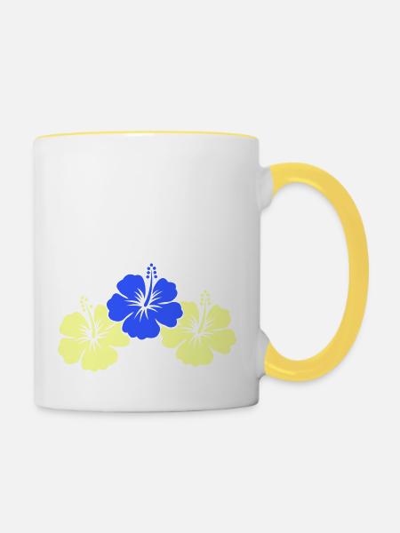hibiskus flowers - Tasse zweifarbig - Weiß/Gelb