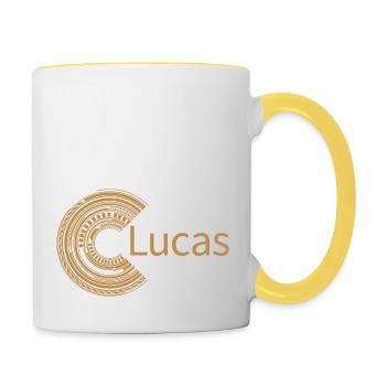Für Lucas - Tasse zweifarbig - Weiß/Gelb - Rechts