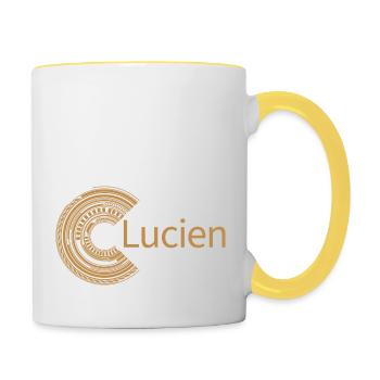 Für Lucien - Tasse zweifarbig - Weiß/Gelb - Rechts