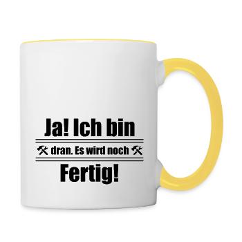 Handwerker Handyman Handwerk Werkzeug Baustelle - Tasse zweifarbig - Weiß/Gelb - Rechts