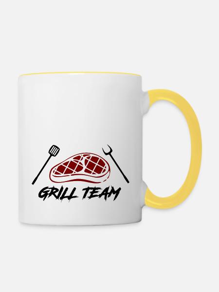 grill team - Tasse zweifarbig - Weiß/Gelb