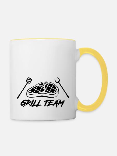 grill team - Tasse zweifarbig - Weiß/Gelb