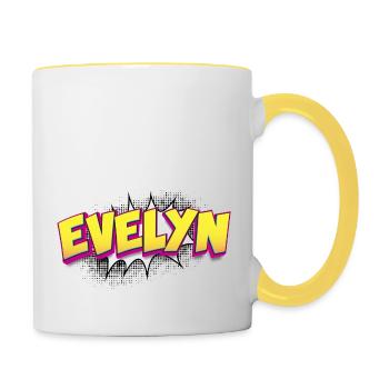 Evelyn Custom Name Comic Book Style Pop Art, - Contrasting Mug - white/yellow - Right