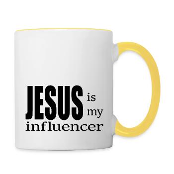 Jésus est mon influenceur Christian Boys Girl - Mug contrasté - blanc/jaune - Droite