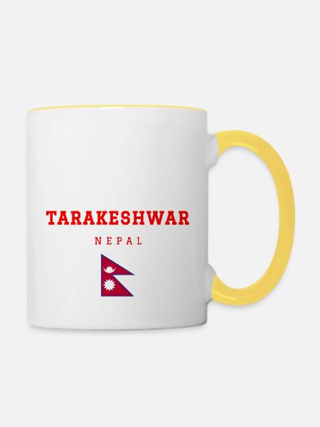 Tarakeshwar Nepal - Tasse zweifarbig - Weiß/Gelb