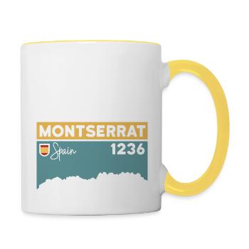 Montserrat Altitude Mountain Hiking Barcelona Gift - Contrasting Mug - white/yellow - Right