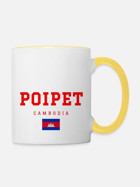 Poipet Kambodscha - Tasse zweifarbig - Weiß/Gelb