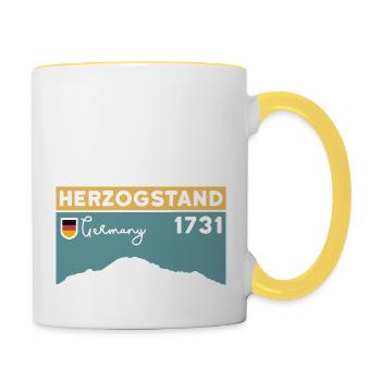 Herzogstand, Mountain, Hiking, Hike, Ridge Walk - Contrasting Mug - white/yellow - Right
