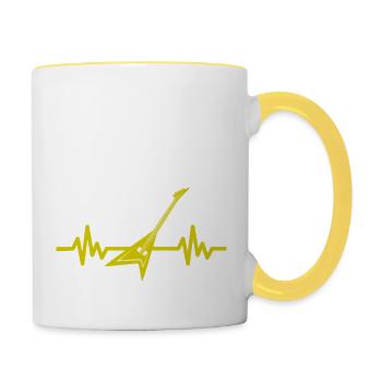 Herzschlag Gitarre - Rock 'n' Roll Punk Band Metal - Tasse zweifarbig - Weiß/Gelb - Rechts