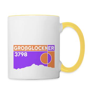 Großglockner Besteigung Skitour Bergtour Andenken - Tasse zweifarbig - Weiß/Gelb - Rechts