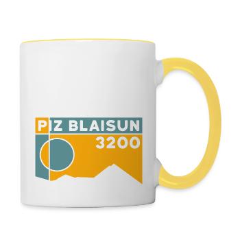 Piz Blaisun Skitour Wandern Ostgrat Höhe Souvenir - Tasse zweifarbig - Weiß/Gelb - Rechts