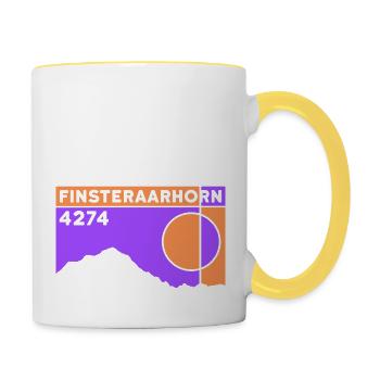Finsteraarhorn Bernese Oberland Ski Touring Hiking - Contrasting Mug - white/yellow - Right