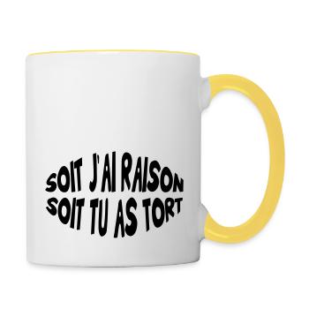 Soit j'ai raison, soit tu as tort - Mug contrasté - blanc/jaune - Droite