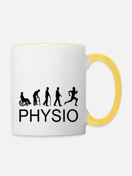 physio schwarz - Tasse zweifarbig - Weiß/Gelb