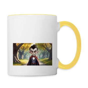 Vampire - Junge niedliche kleine Monster - Tasse zweifarbig - Weiß/Gelb - Rechts