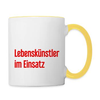 Lebenskünstler im Einsatz - Tasse zweifarbig - Weiß/Gelb - Rechts