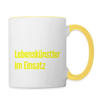 Artistes de la vie en action - Mug contrasté - blanc/jaune - Droite