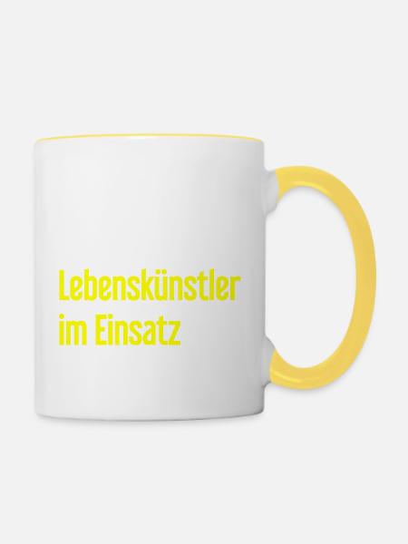 Lebenskünstler im Einsatz - Tasse zweifarbig - Weiß/Gelb