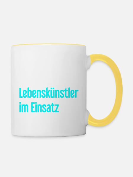 Lebenskünstler im Einsatz - Tasse zweifarbig - Weiß/Gelb