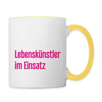 Lebenskünstler im Einsatz - Tasse zweifarbig - Weiß/Gelb - Rechts
