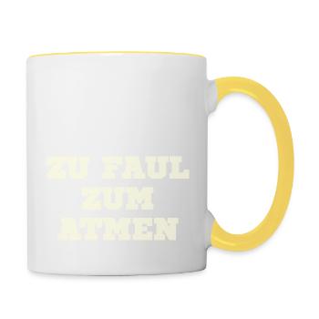Zu faul zum atmen - Tasse zweifarbig - Weiß/Gelb - Rechts