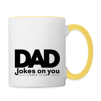 PAPA MACHT WITZE ÜBER DICH LACHEN - Tasse zweifarbig - Weiß/Gelb - Rechts