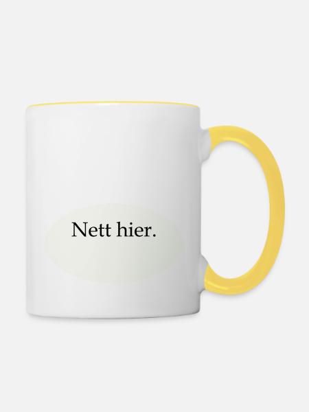 Nett hier Blanko Vorlage - Tasse zweifarbig - Weiß/Gelb