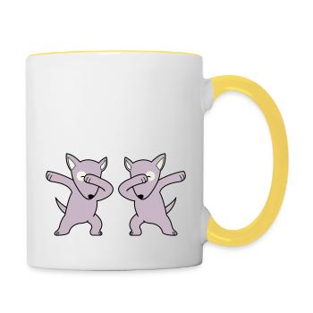 dabbing pour chien - Mug contrasté - blanc/jaune - Droite