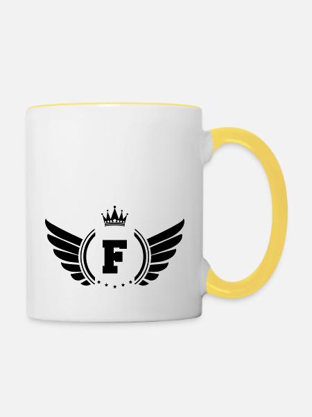 wappen F - Tasse zweifarbig - Weiß/Gelb