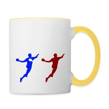 handballer frankreich - Tasse zweifarbig - Weiß/Gelb - Rechts