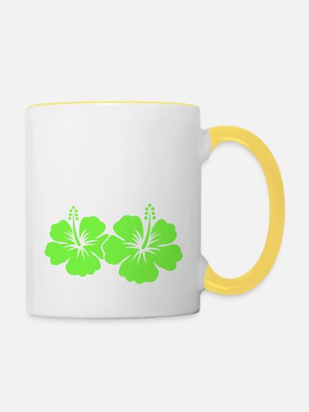 Hibiskus Blume - Tasse zweifarbig - Weiß/Gelb