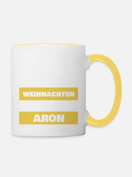 Vorname Aron - Tasse zweifarbig - Weiß/Gelb