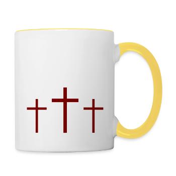 Trois Croix - Mug contrasté - blanc/jaune - Droite