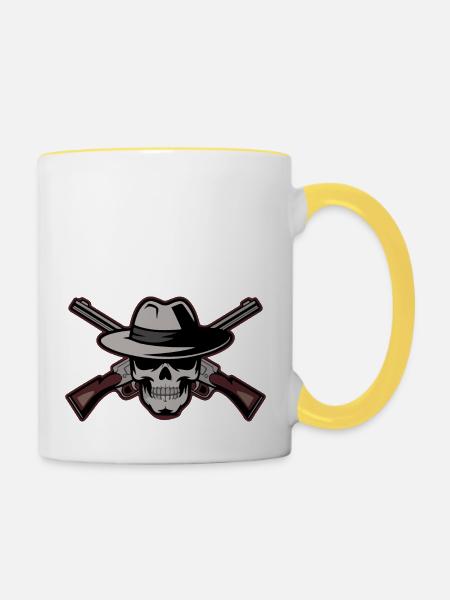 SCHÄDEL - Tasse zweifarbig - Weiß/Gelb
