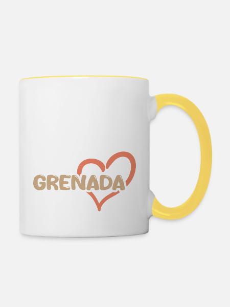 Geschenk für Grenada - Tasse zweifarbig - Weiß/Gelb