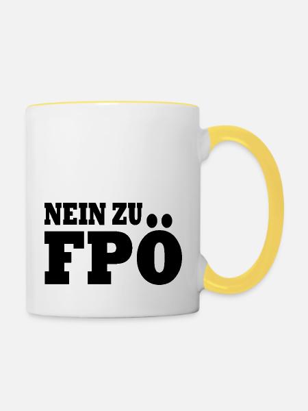 Nein zu fpö - Tasse zweifarbig - Weiß/Gelb